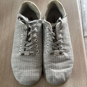 NOBULL Gray and White Athletic Shoes with Textured Fabric